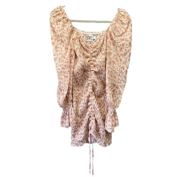 Princess Polly Smocked Puff Sleeve Azure Floral Mini Dress Sz 6 - Picture 2 of 9